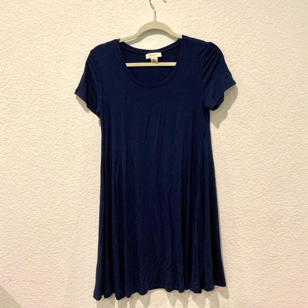Style & Co Navy Blue T-Shirt Dress